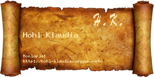 Hohl Klaudia névjegykártya
